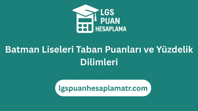 Batman Liseleri Taban Puanları ve Yüzdelik Dilimleri